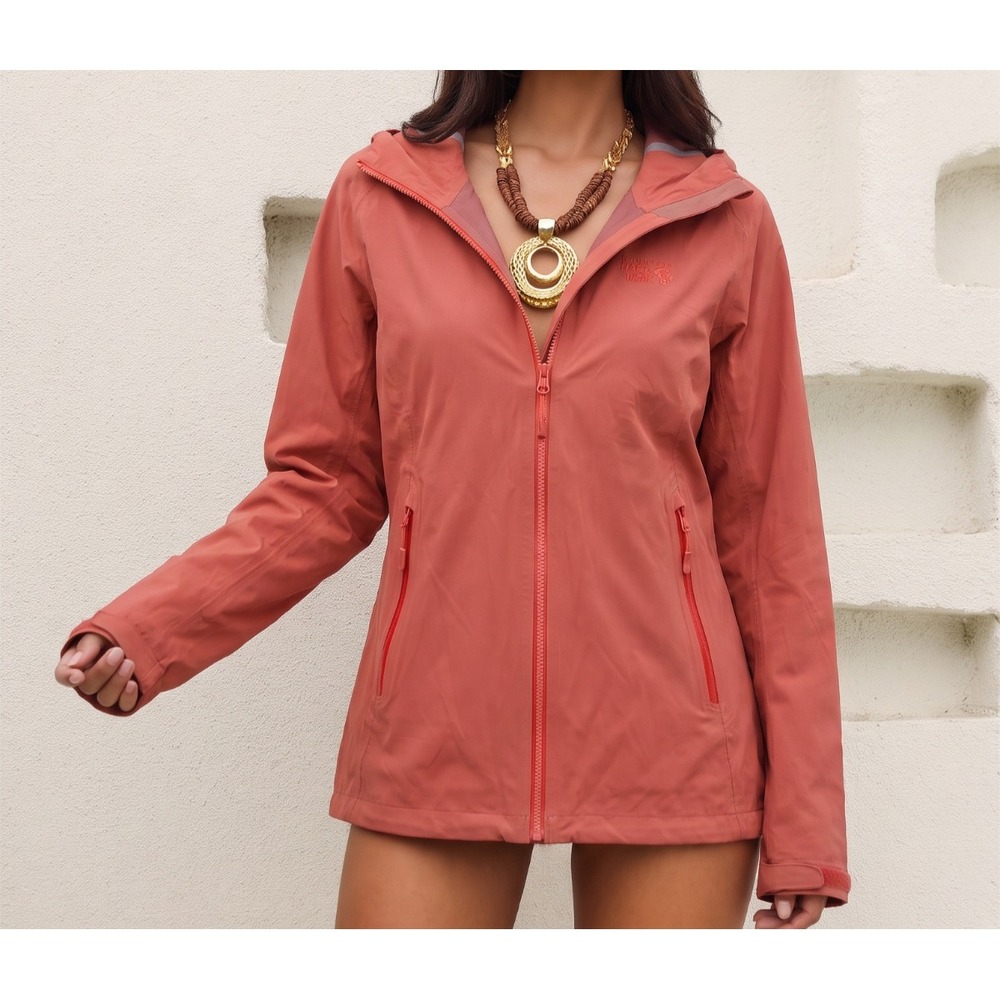 🧡Mountain Hardwear Ozonic Rain Jacket Womens M Orange Waterproof Hooded Vented